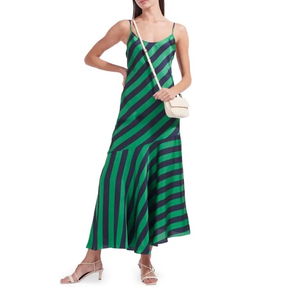 STAUD Shoreline Cabana Stripe Dress In Malachite Stripe 325$ WORN ONCE - Picture 5 of 12
